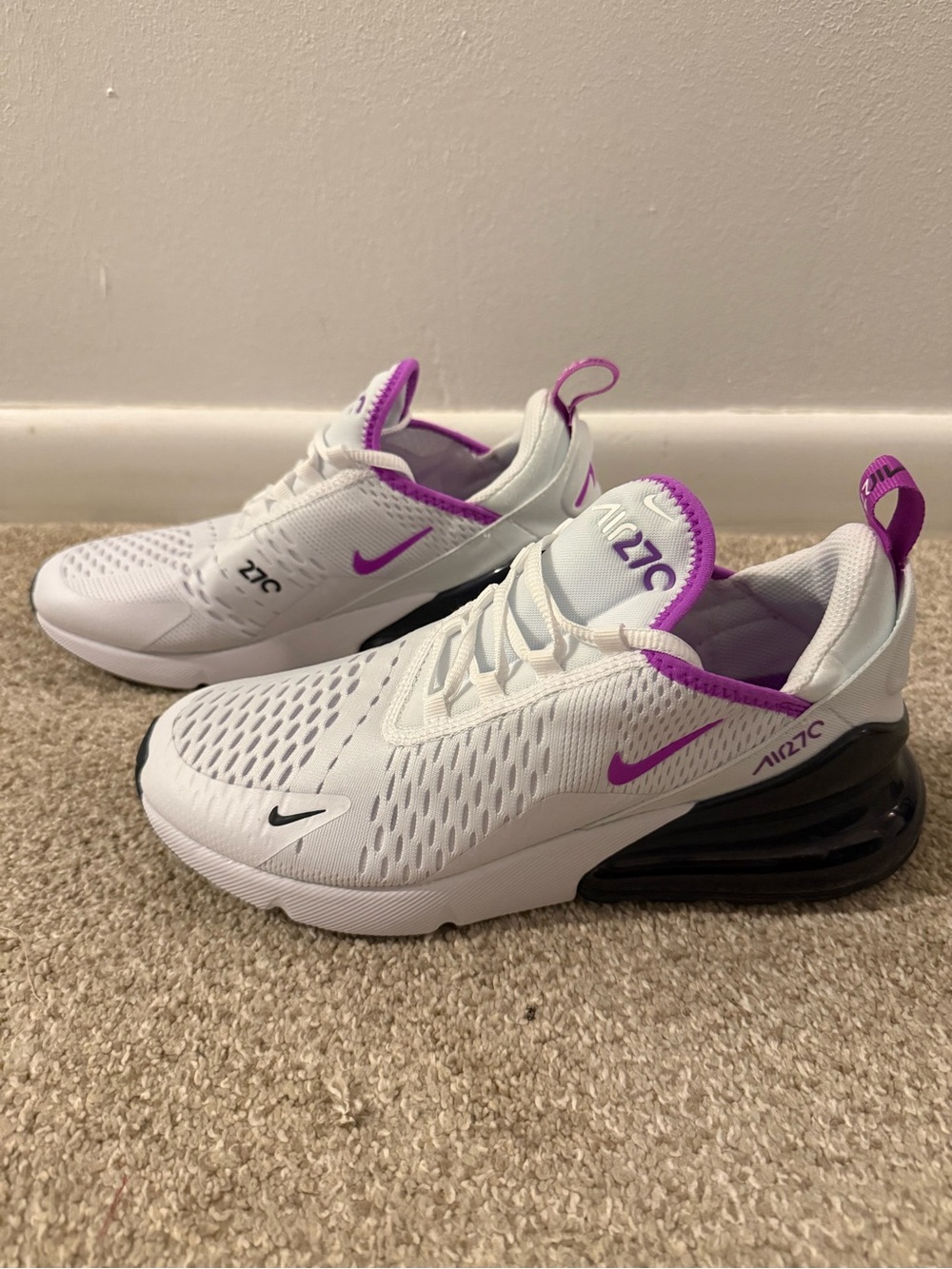 Nike Women’s Air Max 270 White with Purple Accents